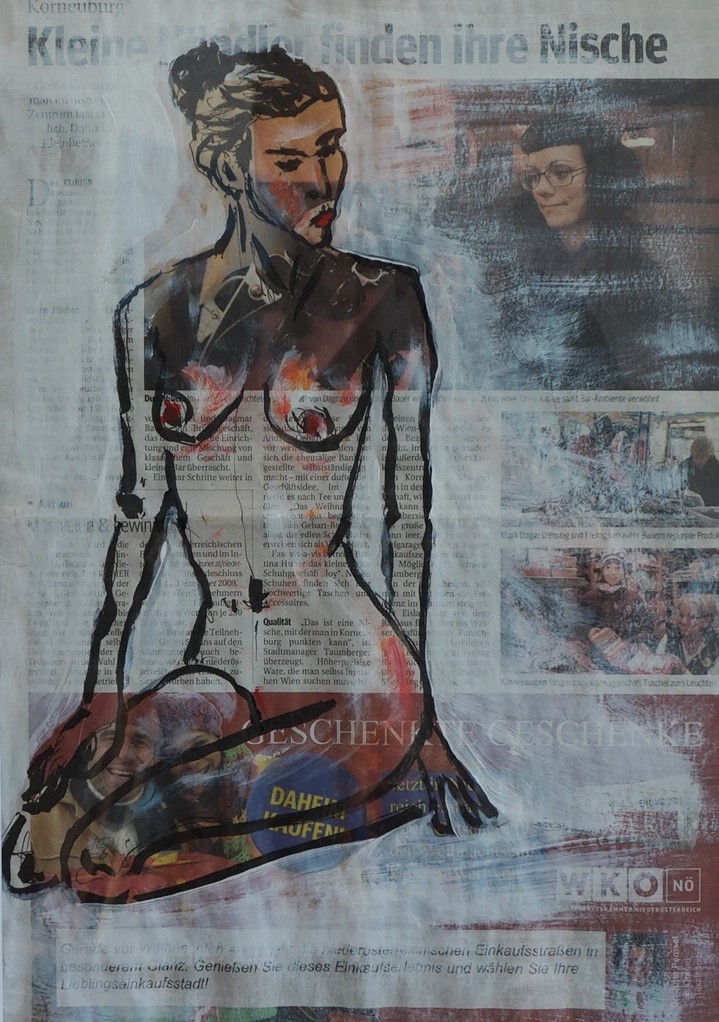 Übermalung, Selbstbewusst 
50 x 60 cm,Mischtechnik, 2012